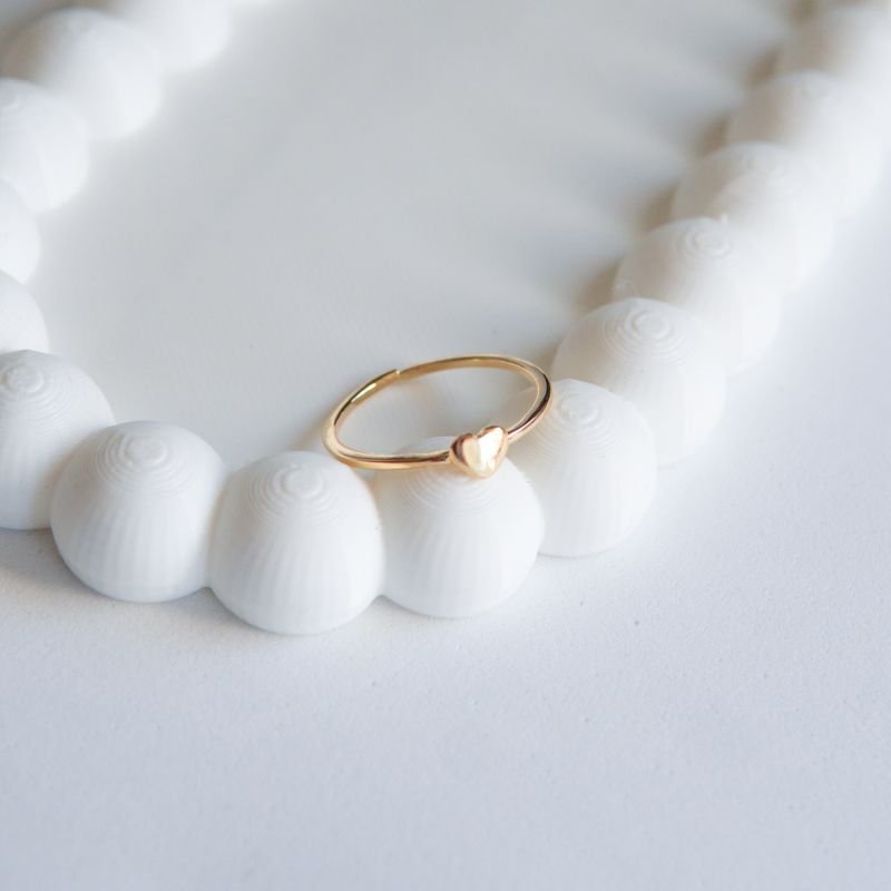 Anel coração regulável folheado a ouro 18k