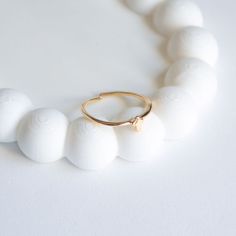 Anel Fé regulável folheado a ouro 18k