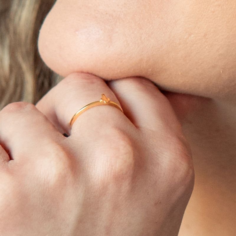 Anel Fé regulável folheado a ouro 18k