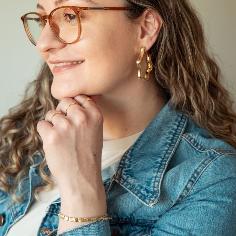 Anel Fé regulável folheado a ouro 18k