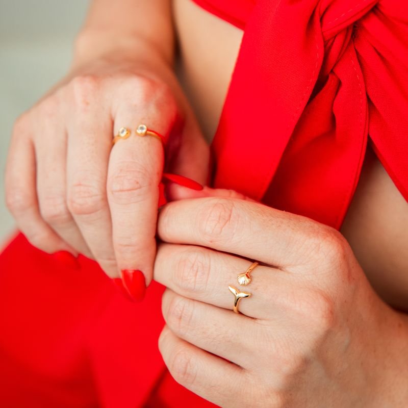 Anel pontos de luz regulável folheado a ouro 18k