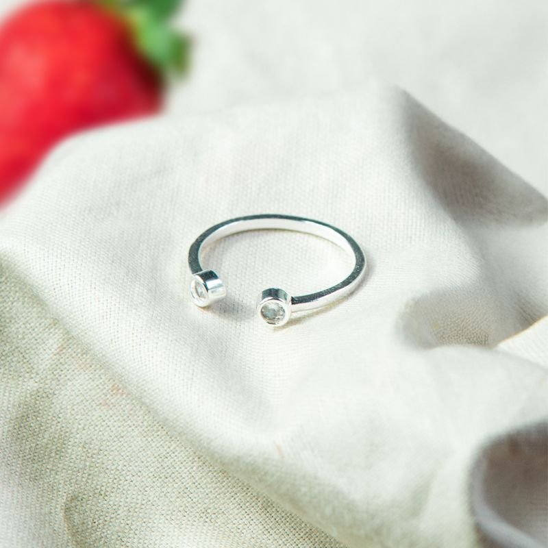 Anel pontos de luz regulável folheado a prata