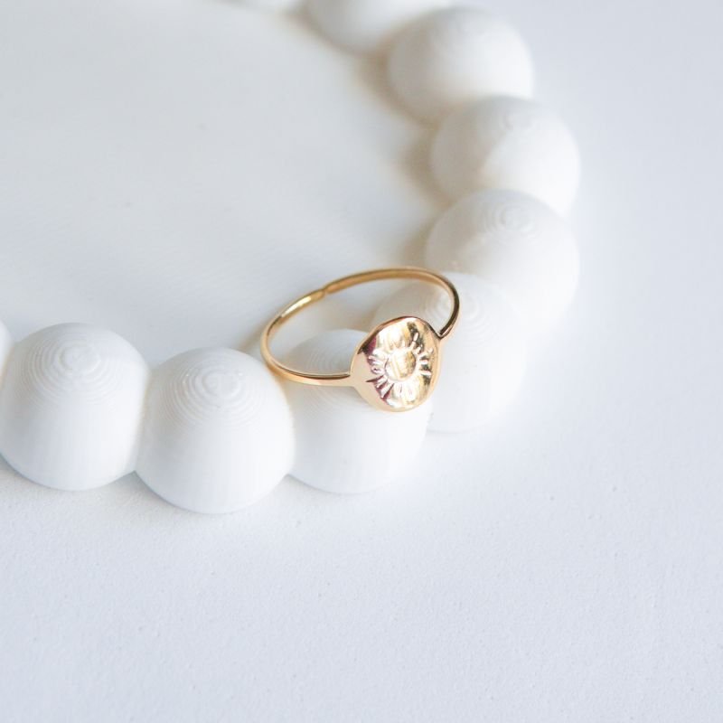 Anel Sol regulável folheado a ouro 18k