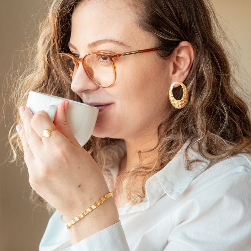 Anel Sol regulável folheado a ouro 18k