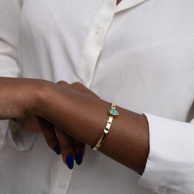 Bracelete Essência Turquesa folheado a ouro 18k