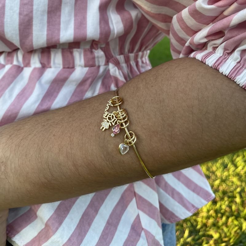 Bracelete Laço de Amor minha Menina folheado a ouro 18k