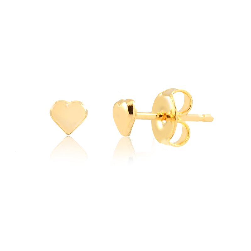 Brinco de coração pequeno, folheado a ouro 18k