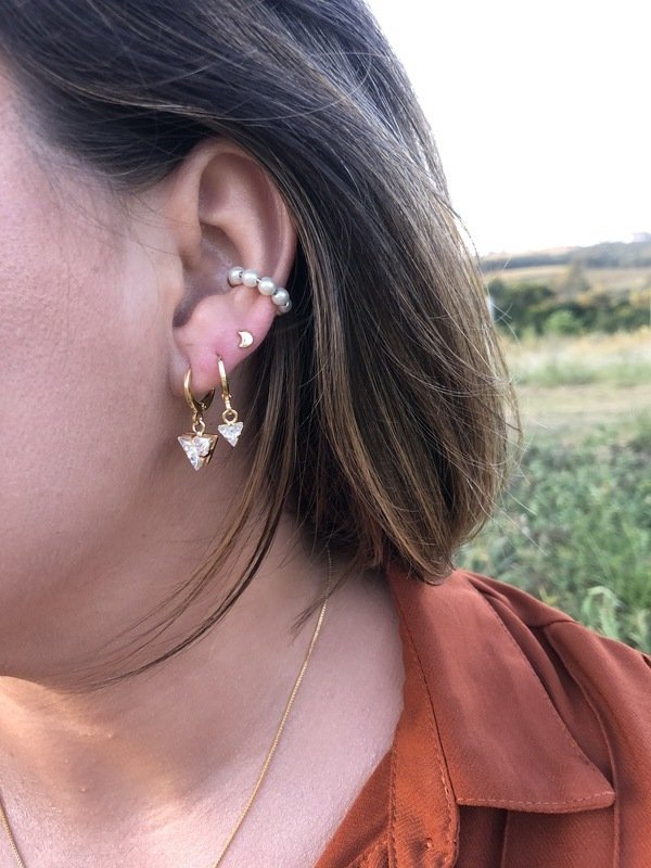 Brinco de lua pequeno, folheado a ouro 18k