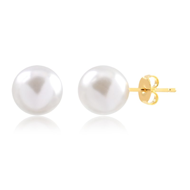 Brinco de pérola grande folheado a ouro 18k