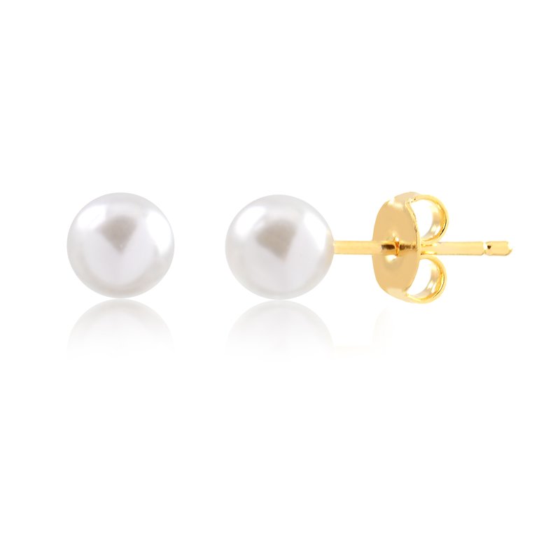 Brinco de pérola pequeno folheado a ouro 18k