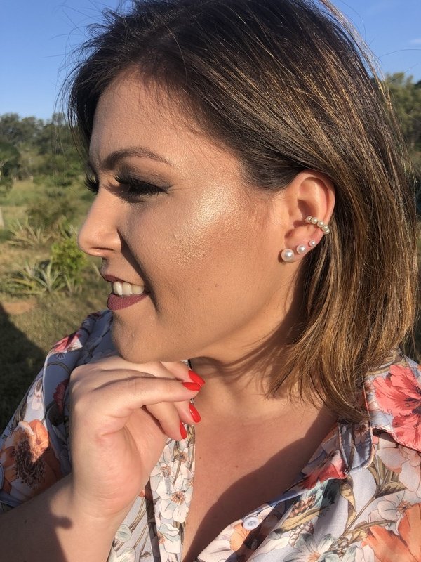 Brinco de pérola pequeno folheado a ouro 18k