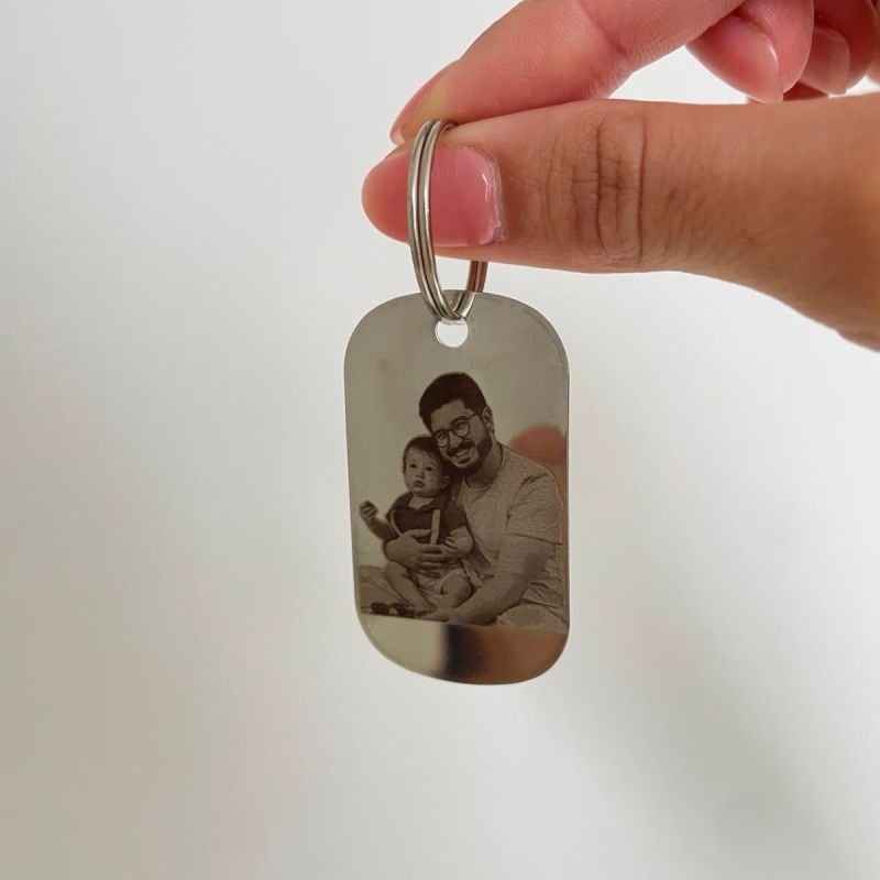Chaveiro retangular personalizado em aço inoxidável - 2 dias úteis para envio