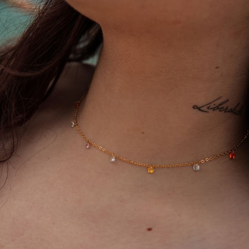Choker Brilho Tropical folheada a ouro 18k