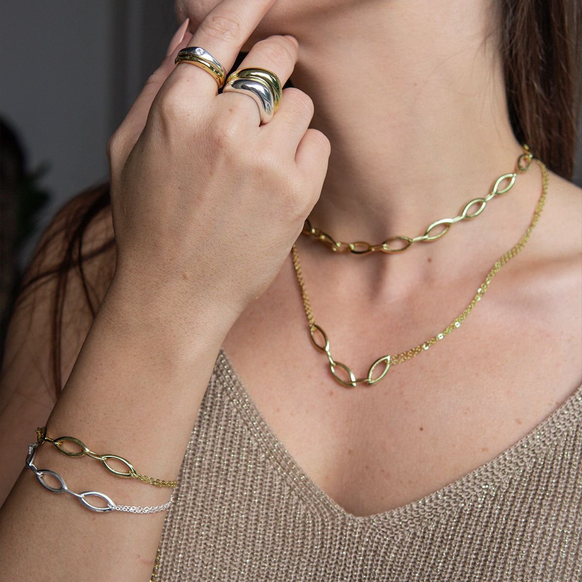 Choker de losangos folheada a ouro 18k