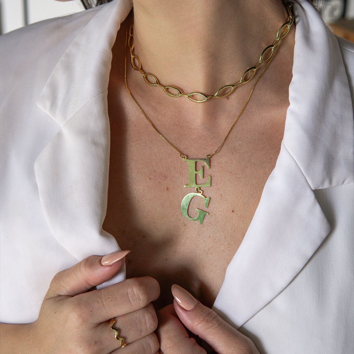 Choker de losangos folheada a ouro 18k