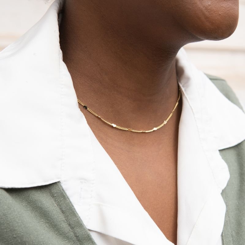 Choker malha de coração folheada a ouro 18k