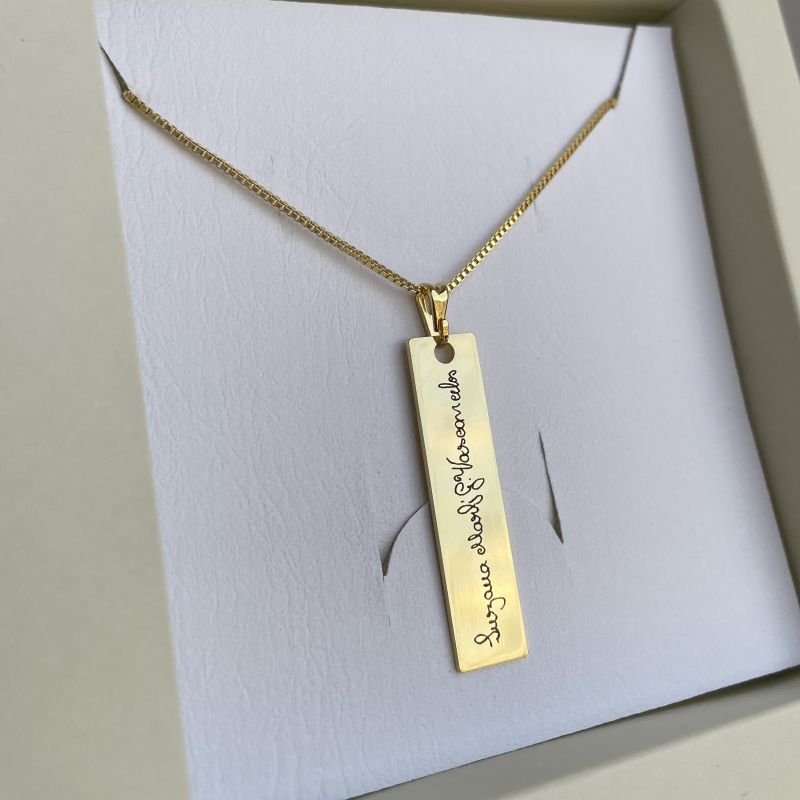 Colar Assinatura frente e verso folheado a ouro 18k - 2 dias úteis para envio