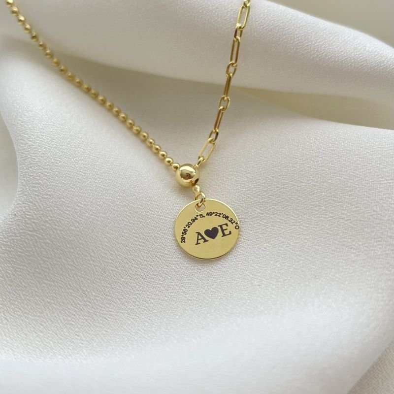 Colar coordenadas folheado a ouro 18k - 2 dias úteis para envio