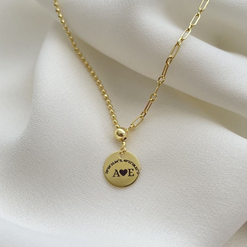 Colar coordenadas folheado a ouro 18k - 2 dias úteis para envio