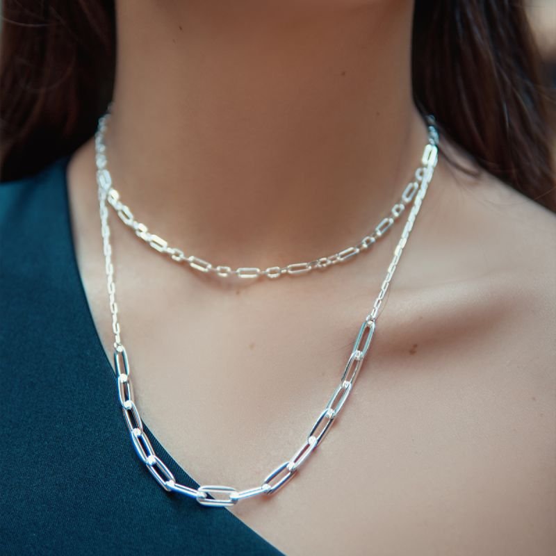 Colar de elos cartier folheada a prata