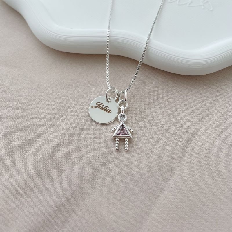 Colar de filha personalizável com plaquinha de nome folheado a prata - 2 dias úteis para entrega