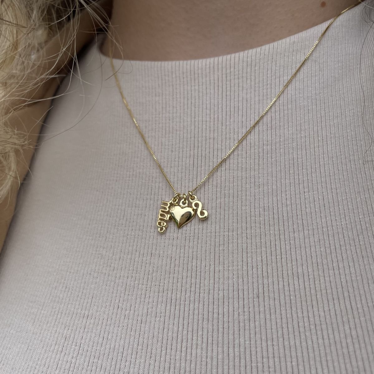 Colar de mãe com 3 pingentes folheado a ouro 18k