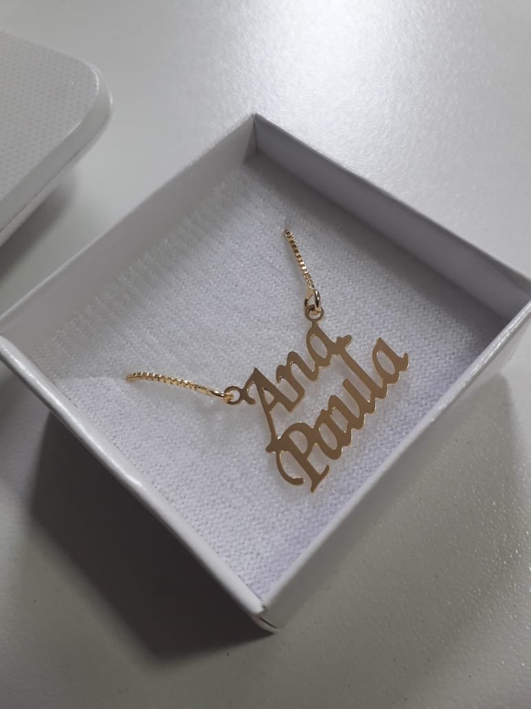 Colar de nome duplo, folheado a ouro 18k (item personalizado, leia a descrição)