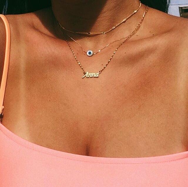 Colar de nome personalizado, folheado a ouro 18k (item personalizado, leia a descrição)