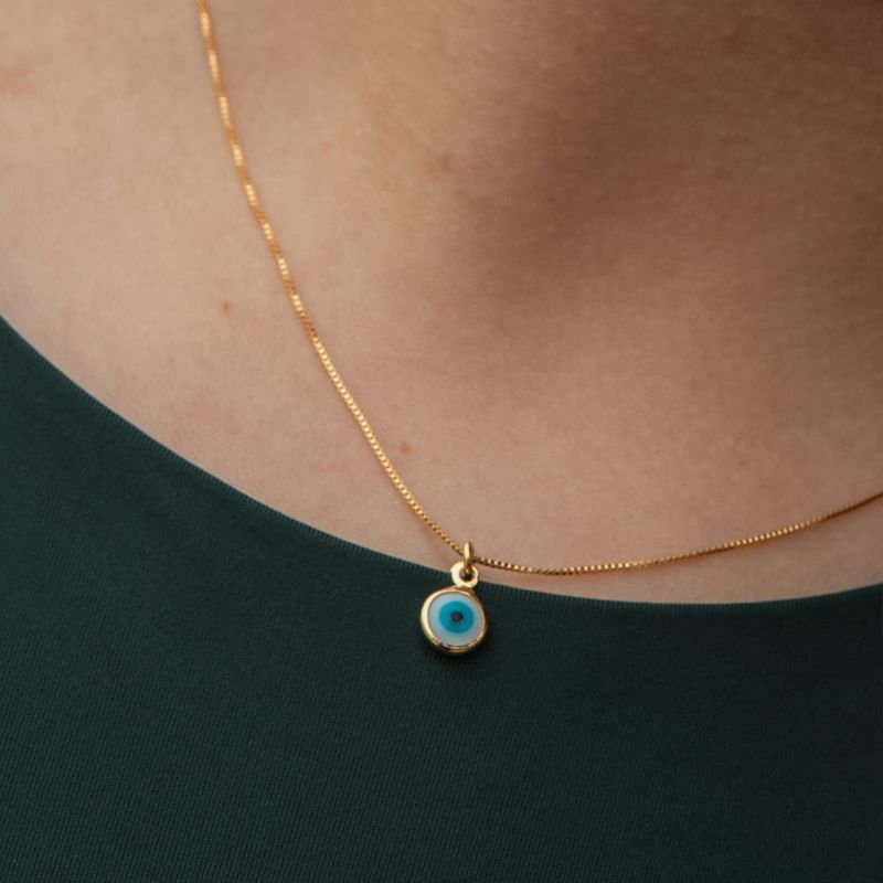 Colar de olhinho grego folheado a ouro 18k