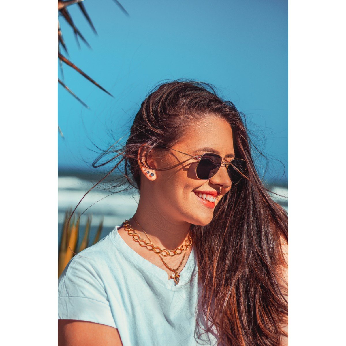 Colar Elos Groumet com Fios Longos folheado a ouro 18k