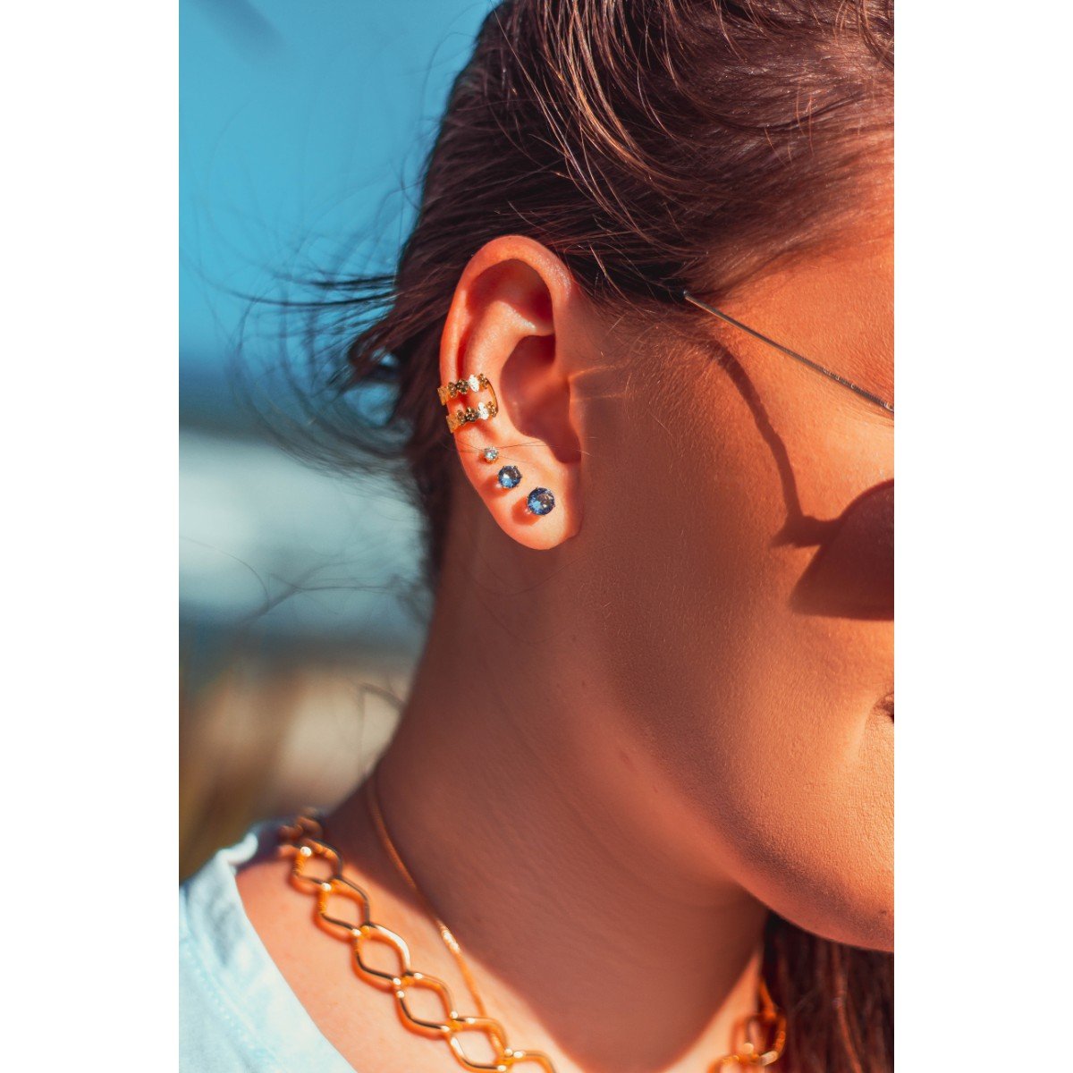 Colar Elos Groumet com Fios Longos folheado a ouro 18k