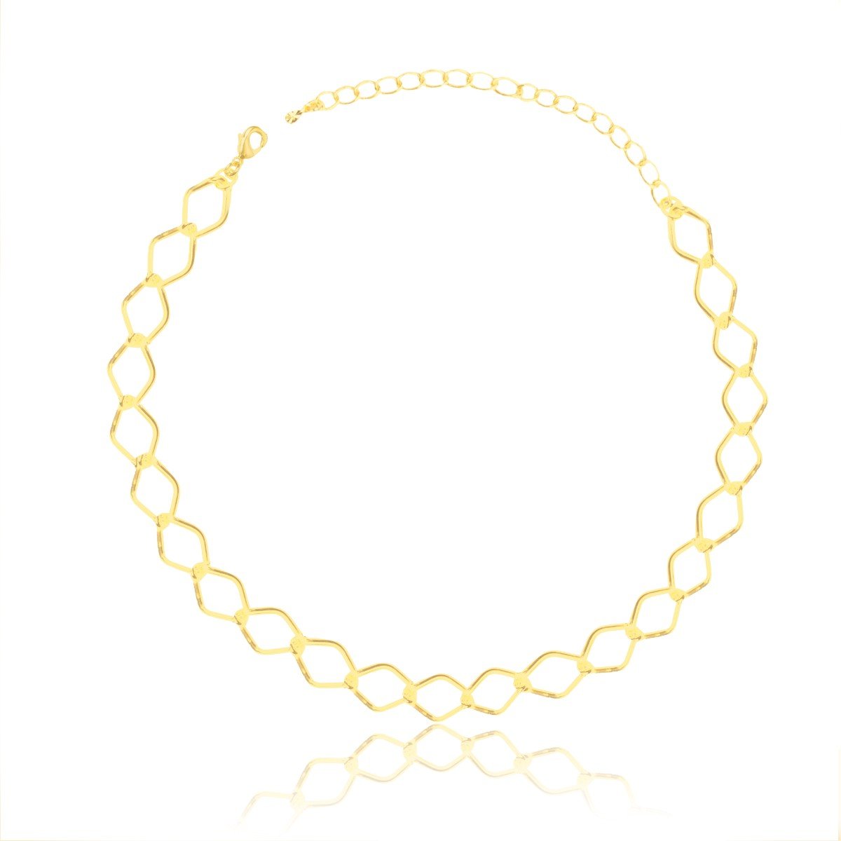 Colar Elos Groumet com Fios Longos folheado a ouro 18k