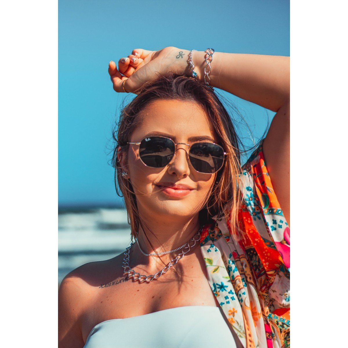 Colar Elos Groumet com Fios Longos folheado a prata