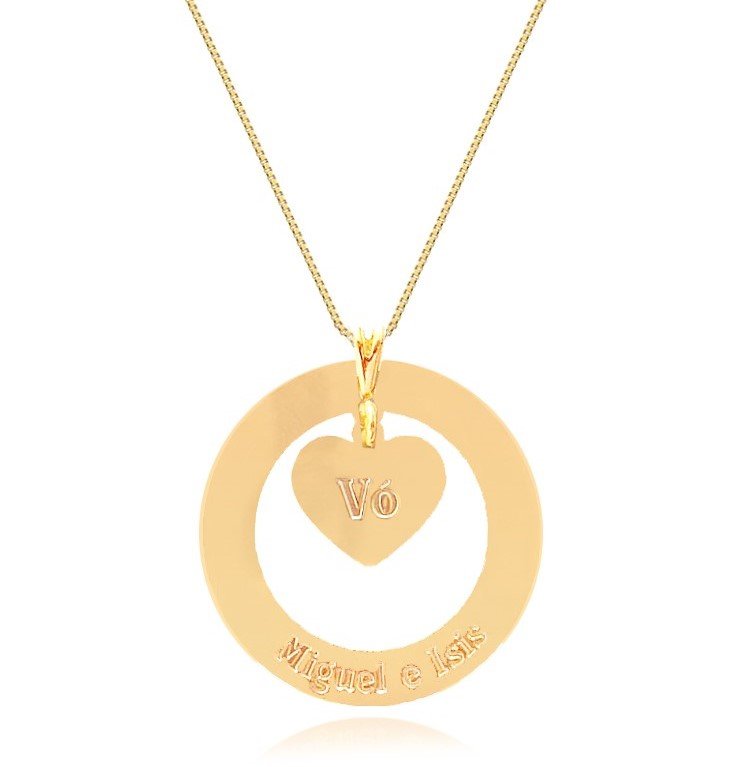 Colar escrito vovó com nome dos netos, folheado a ouro 18k (item personalizado, leia a descrição)