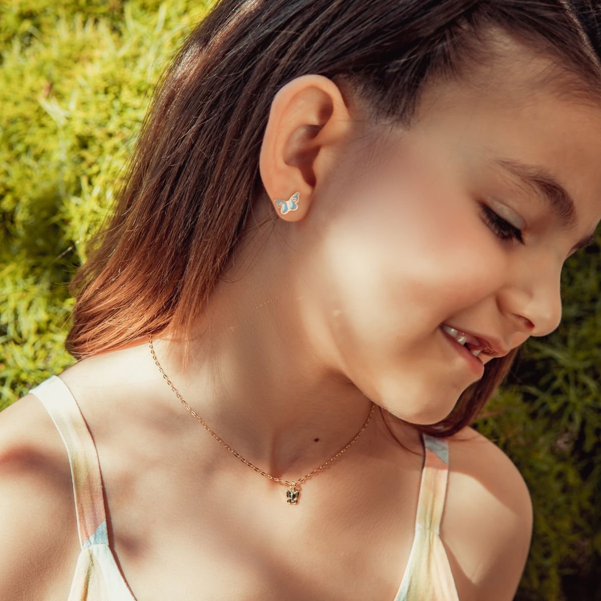 Colar infantil de borboleta folheado a ouro 18k