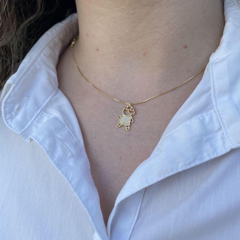 Colar Menino cravejado folheado a ouro 18k