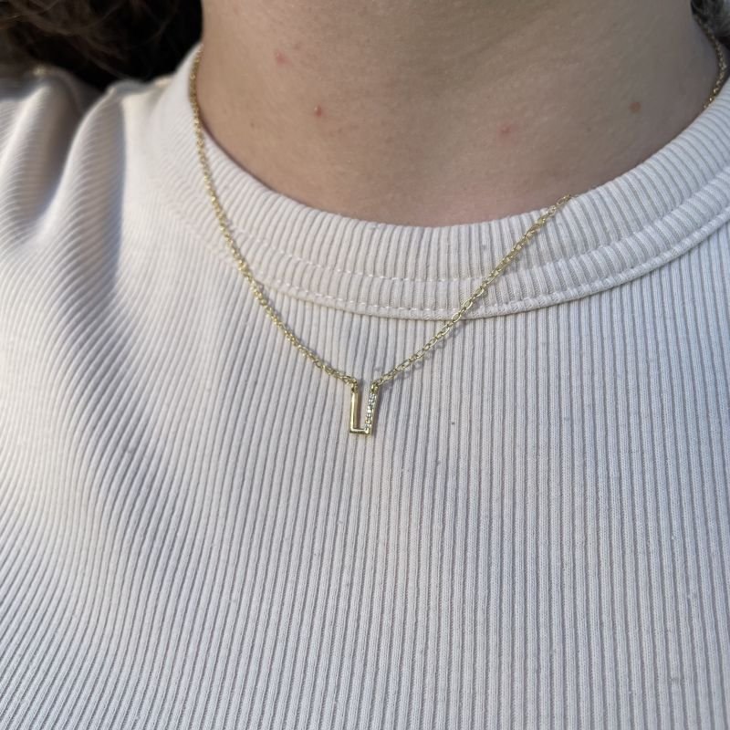 Colar Retangular cravejado zircônia folheado a ouro 18k