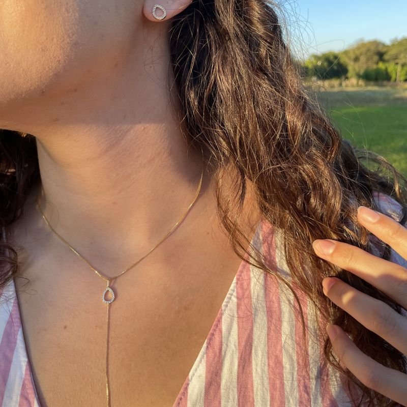 Conjunto Gravatinha de Gota Vazada folheado a ouro 18k
