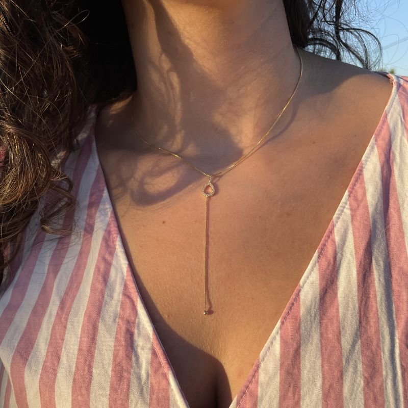 Conjunto Gravatinha de Gota Vazada folheado a ouro 18k