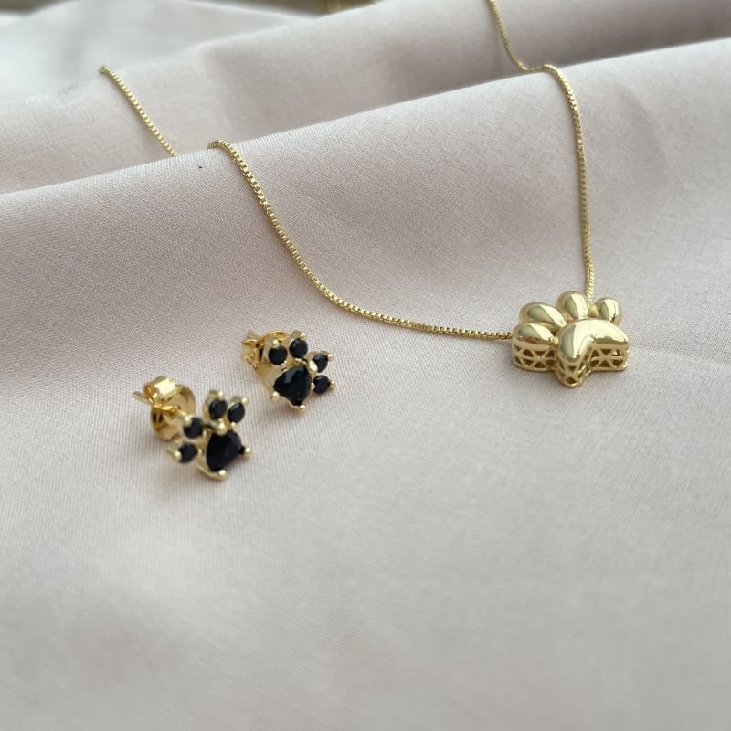 Conjunto Love Pet folheado a ouro 18k