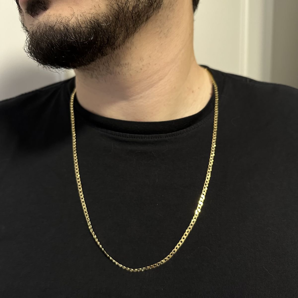 Corrente de elos groumet folheada a ouro 18k