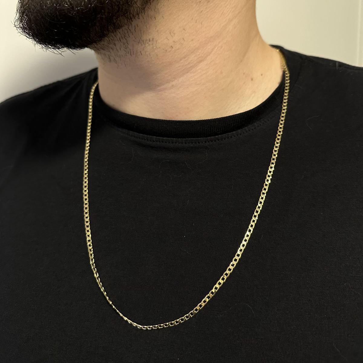 Corrente de elos groumet folheada a ouro 18k
