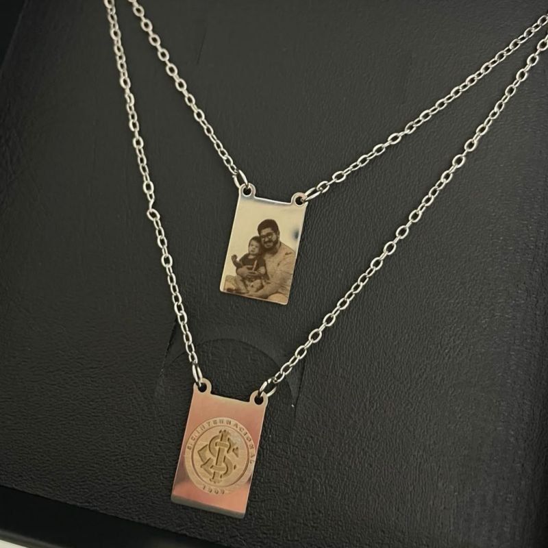Escapulário em Aço Inoxidável personalizado com foto e símbolo do time - 2 dias úteis para envio