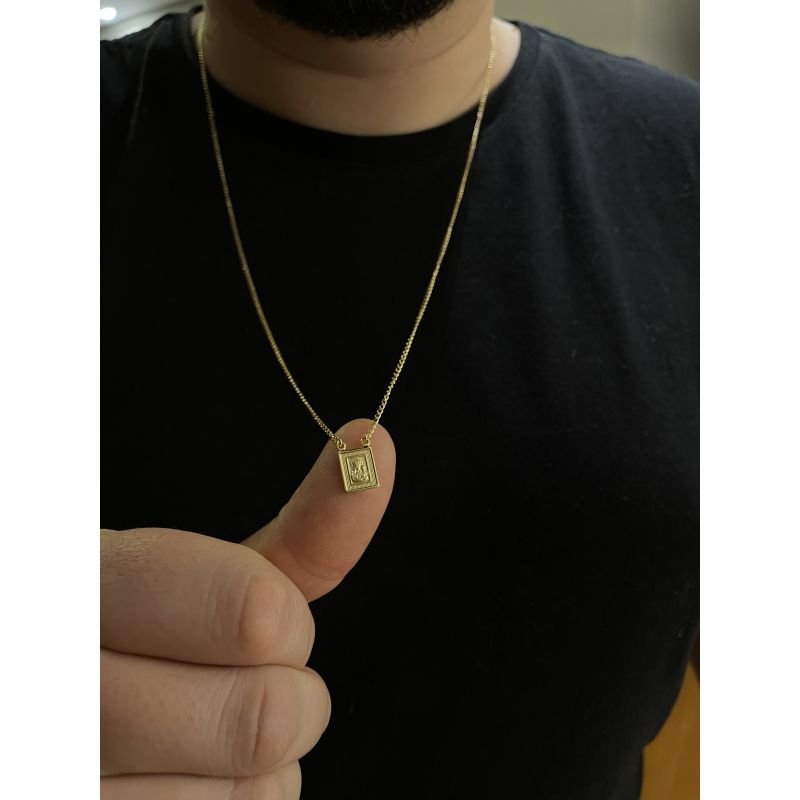 Escapulário Nossa Senhora do Carmo folheado a ouro 18k