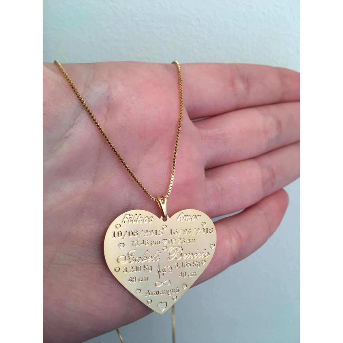 Mandala Amor Eterno, folheada a ouro 18k (item personalizado, leia a descrição)