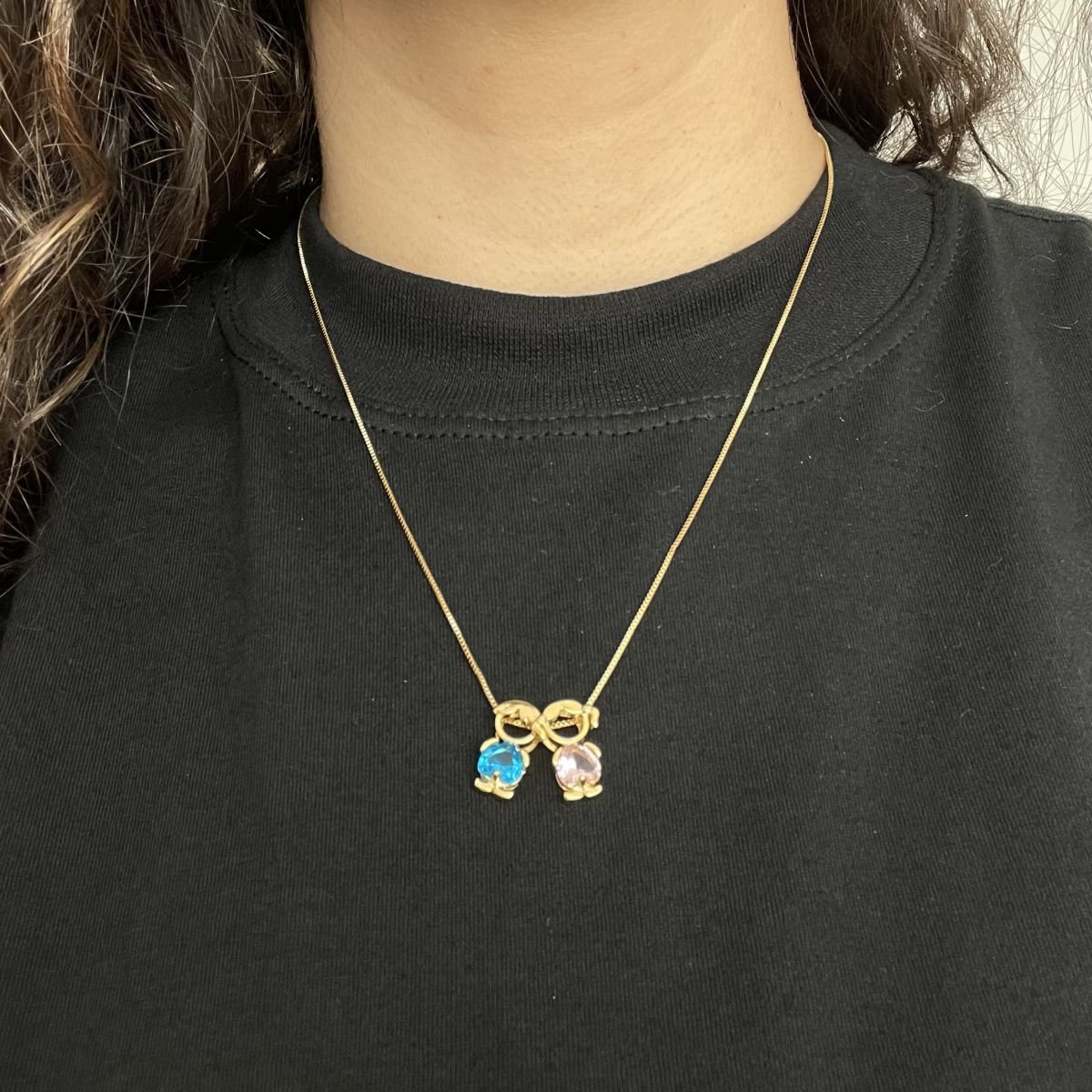 Monte o seu - Colar de 2 filhos folheado a ouro 18k