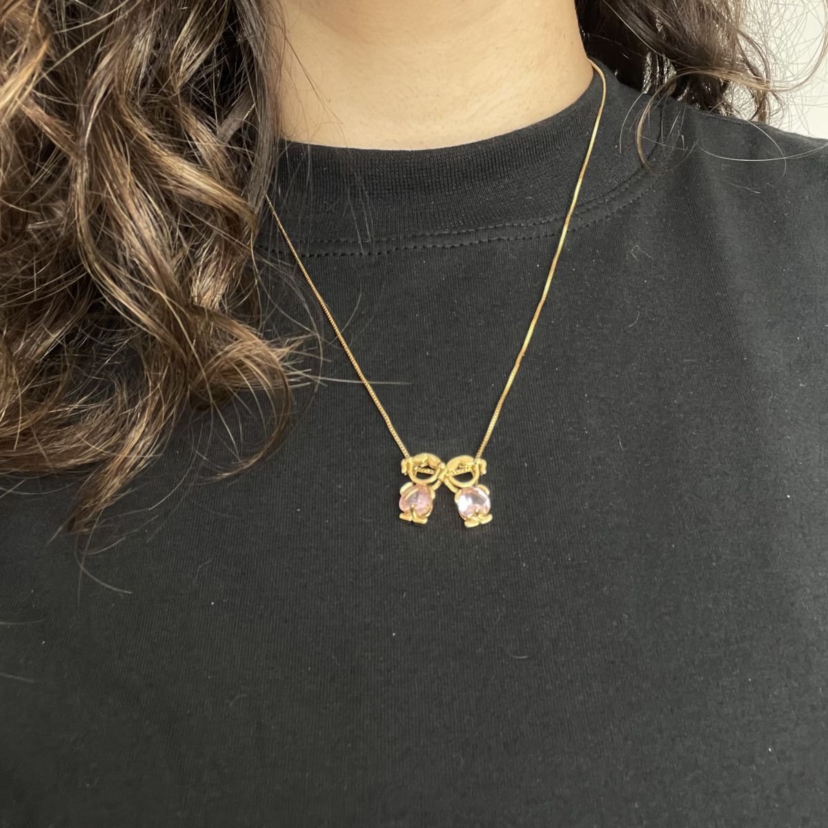 Monte o seu - Colar de 2 filhos folheado a ouro 18k