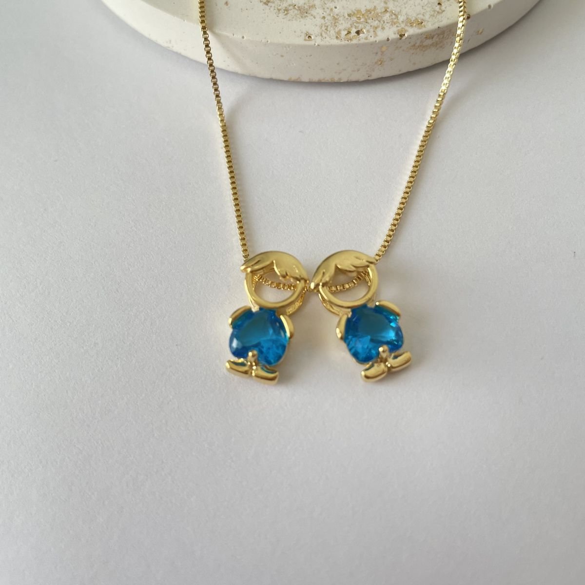 Monte o seu - Colar de 2 filhos folheado a ouro 18k