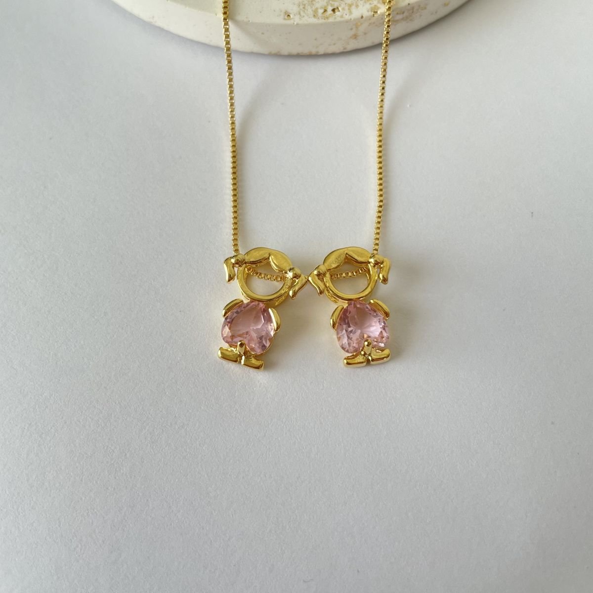 Monte o seu - Colar de 2 filhos folheado a ouro 18k