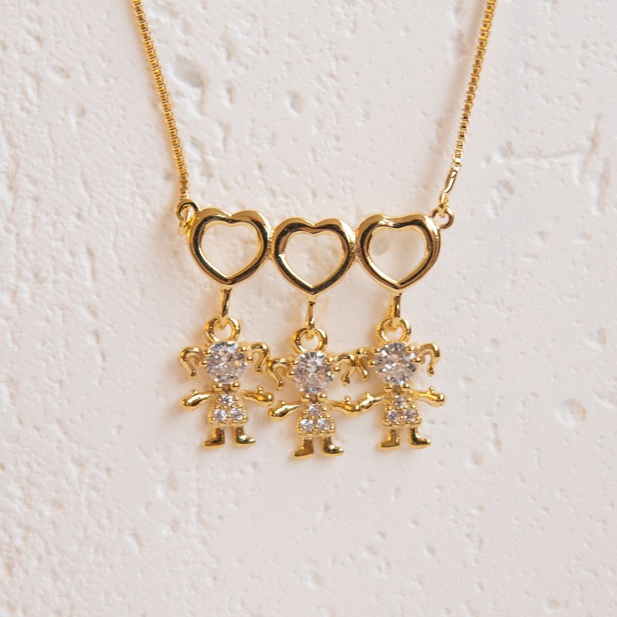 Monte o seu - Colar de 3 filhos folheado a ouro 18k